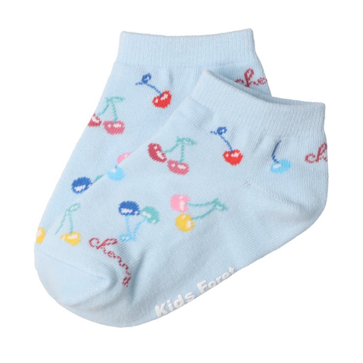 子供服KidsForet(キッズフォーレ)チェリー柄アンクルソックス・靴下14cm～20cmB4532