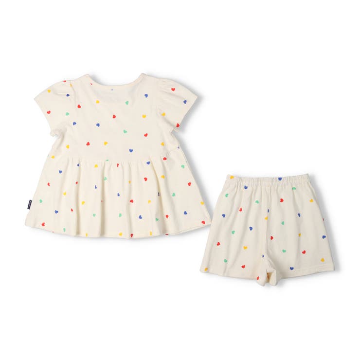子供服KidsForet(キッズフォーレ)ハート・さくらんぼ総柄半袖パジャマ90cm～140cmB4572
