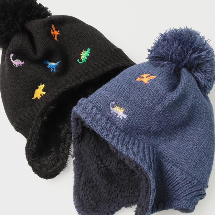 恐竜刺繍ニット帽・帽子[品番：MTIK0012173]｜こどもの森e-shop