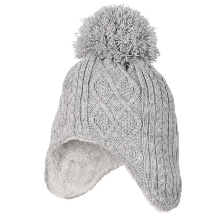 グレー | ケーブル編耳付ニット帽・帽子 | こどもの森e-shop