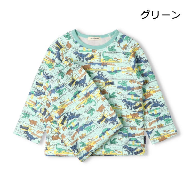 子供服KidsForet(キッズフォーレ)恐竜総柄キルト長袖パジャマ90cm～140cmB5571