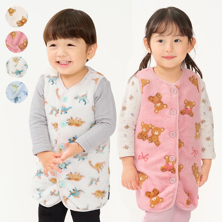 くま・恐竜柄ボアスリーパー | こどもの森e-shop | 詳細画像1 