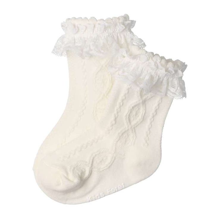 フリル付ケーブル編み柄クルーソックス・靴下 14cm～20cm B63302 | こどもの森e-shop | 詳細画像3 