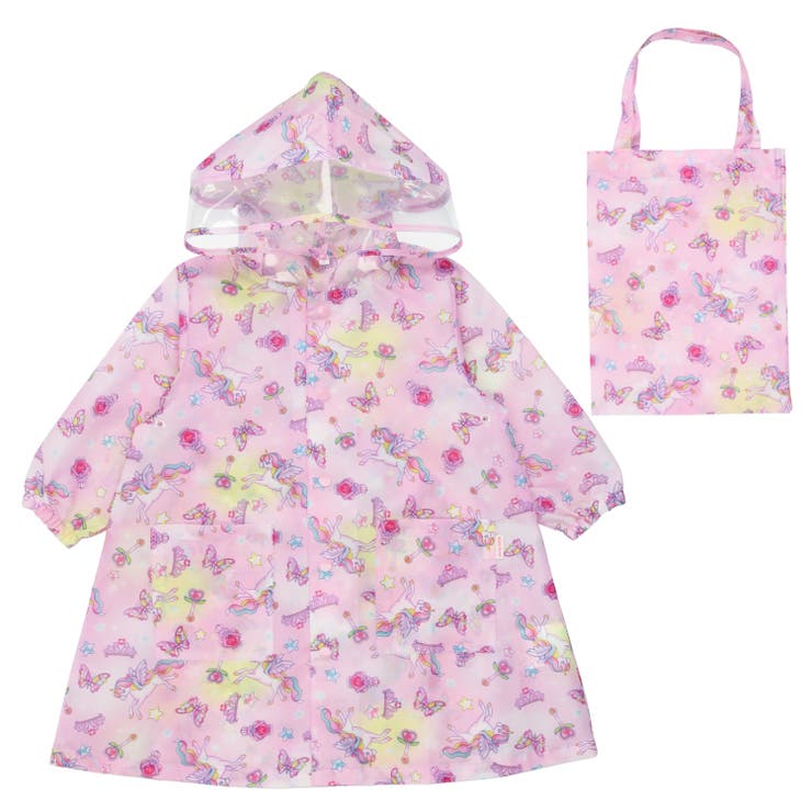 【子供服】KidsForet(キッズフォーレ)ユニコーン・いちご総柄レインコートS～LB81818