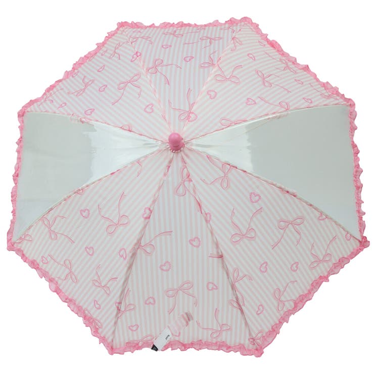 ストライプリボン・ユニコーン柄フリル付かさ・傘[品番：MTIK0000485