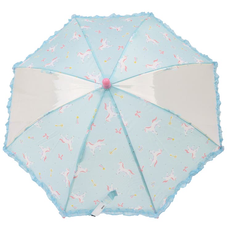 ストライプリボン・ユニコーン柄フリル付かさ・傘[品番：MTIK0000485