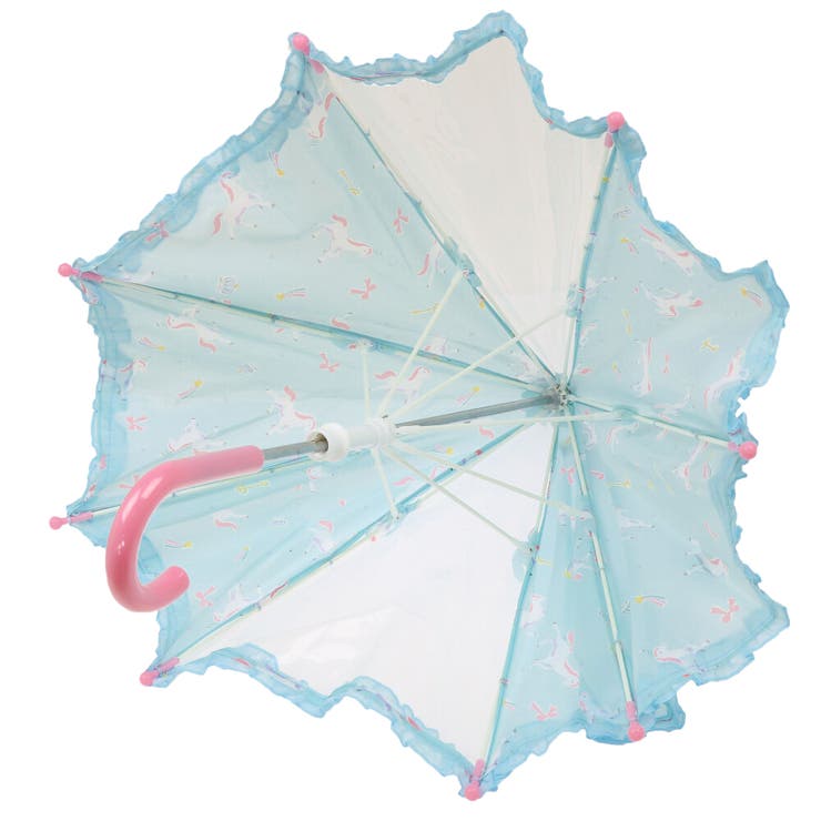 ストライプリボン・ユニコーン柄フリル付かさ・傘[品番：MTIK0000485