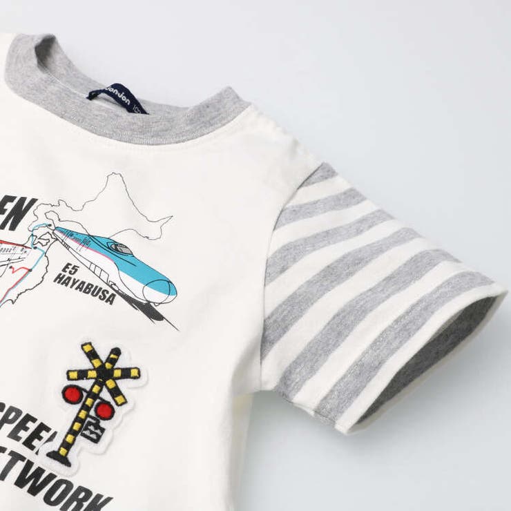 moujonjon(ムージョンジョン)新幹線電車地図プリント切替半袖Ｔシャツ90cmF30873