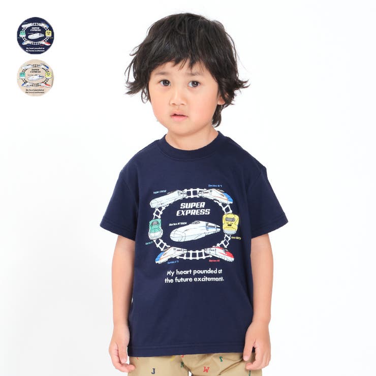 日本製 新幹線電車集合半袖Tシャツ 90cm～130cm F32809[品番