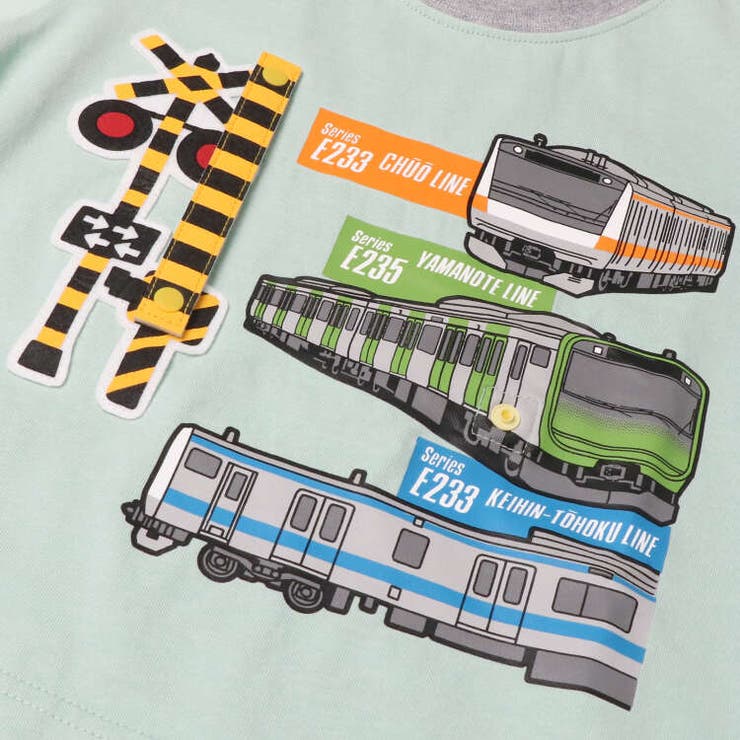 在来線電車踏切仕掛け半袖Tシャツ90cm～130cm F32810