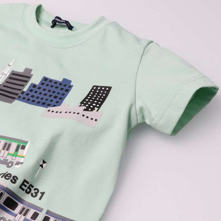 【子供服】moujonjon(ムージョンジョン)【ネット限定】JR在来線電車街並み半袖Tシャツ100cm～130cmF32825