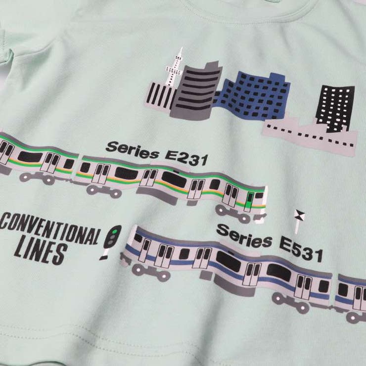 【子供服】moujonjon(ムージョンジョン)【ネット限定】JR在来線電車街並み半袖Tシャツ100cm～130cmF32825