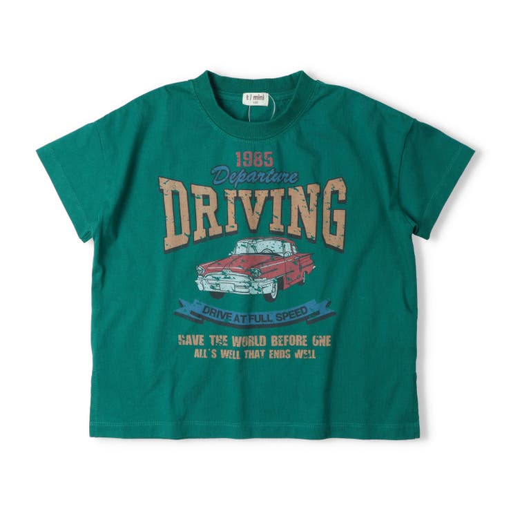グリーン | 車ロゴかすれプリントＴシャツ | こどもの森e-shop
