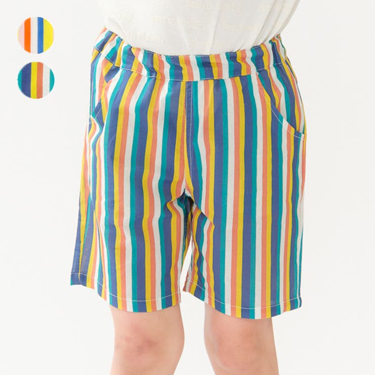 ストライプ柄ブロード４分丈ハーフパンツ | こどもの森e-shop | 詳細画像1 