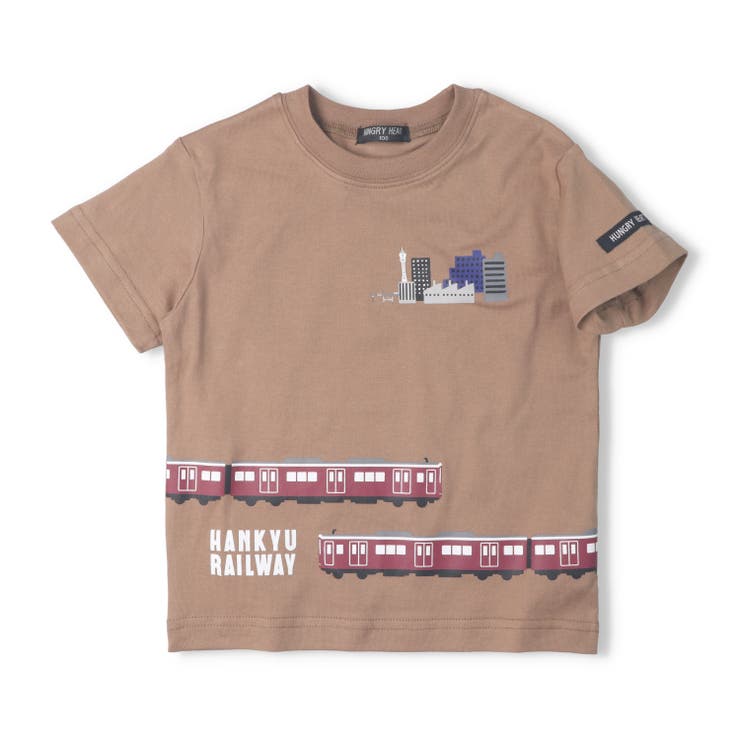 ブラウン | 阪急電車風景プリント半袖Tシャツ | こどもの森e-shop
