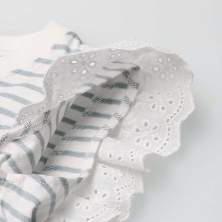 レース付きボーダー半袖Ｔシャツ 80cm～130cm K42801 | こどもの森e-shop | 詳細画像6 