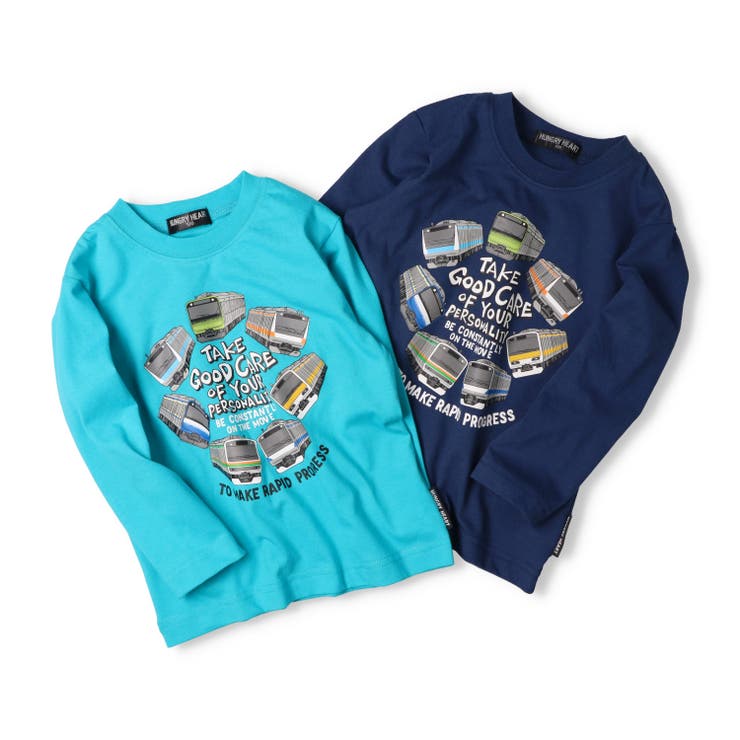 子供服HungryHeart(ハングリーハート)JR在来線電車集合プリント長袖Ｔシャツ90cm～140cmK5482