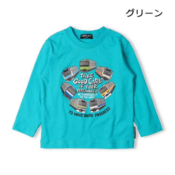 子供服HungryHeart(ハングリーハート)JR在来線電車集合プリント長袖Ｔシャツ90cm～140cmK5482