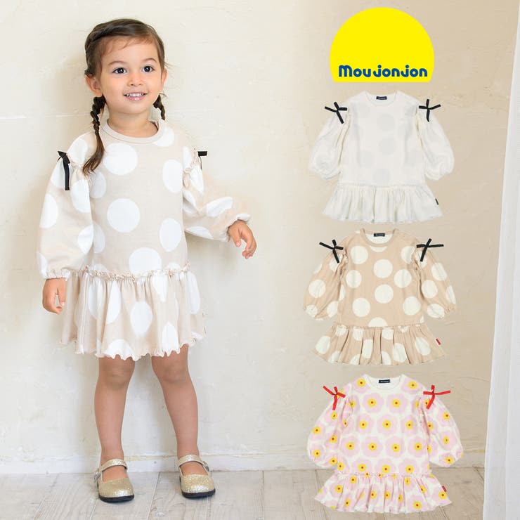 Moujonjon 日本製肩リボン付ドット 花柄ワンピース 品番 Mtik こどもの森e Shop コドモノモリイーショップ のキッズ ファッション通販 Shoplist ショップリスト