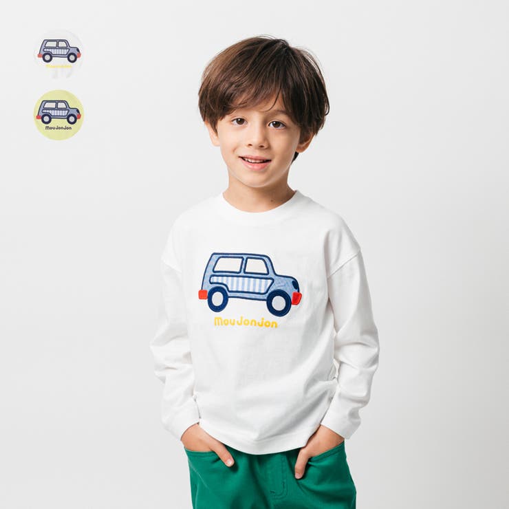 車アップリケ長袖Ｔシャツ・ロンT | こどもの森e-shop | 詳細画像1 