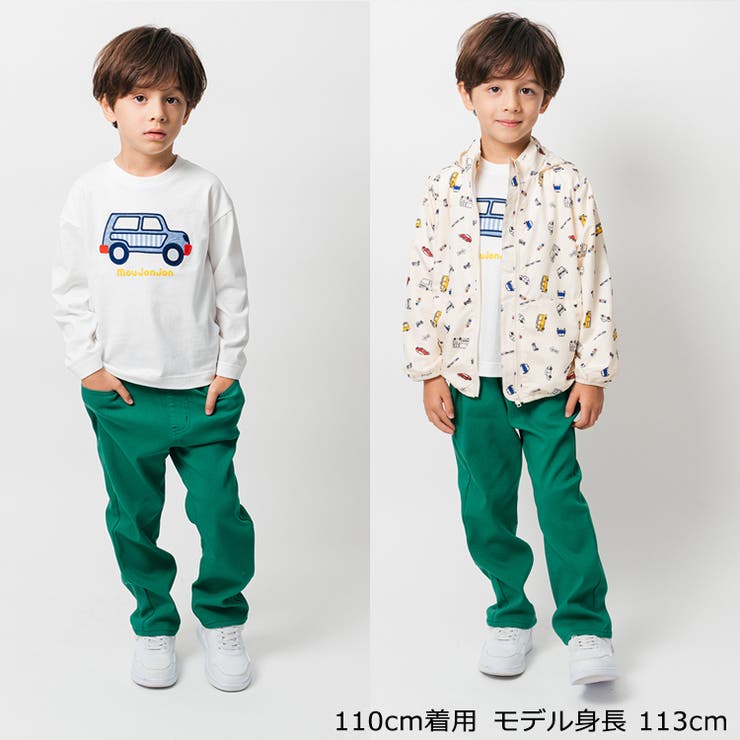 子供服moujonjon(ムージョンジョン)車アップリケ長袖Ｔシャツ・ロンT80cm～140cmM1480