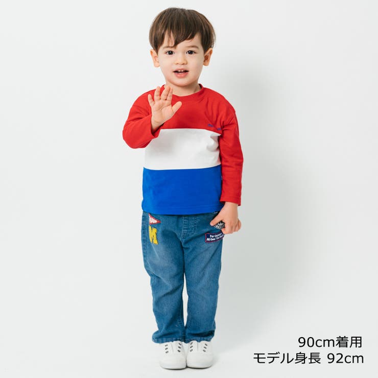 子供服moujonjon(ムージョンジョン)ワッペン付きデニムパンツ90cm～140cmM1500