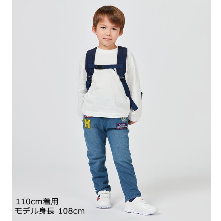 子供服moujonjon(ムージョンジョン)ワッペン付きデニムパンツ90cm～140cmM1500