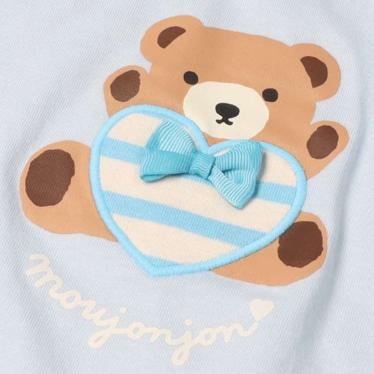 リボン付きくまクマハート長袖Tシャツ・ロンT[品番