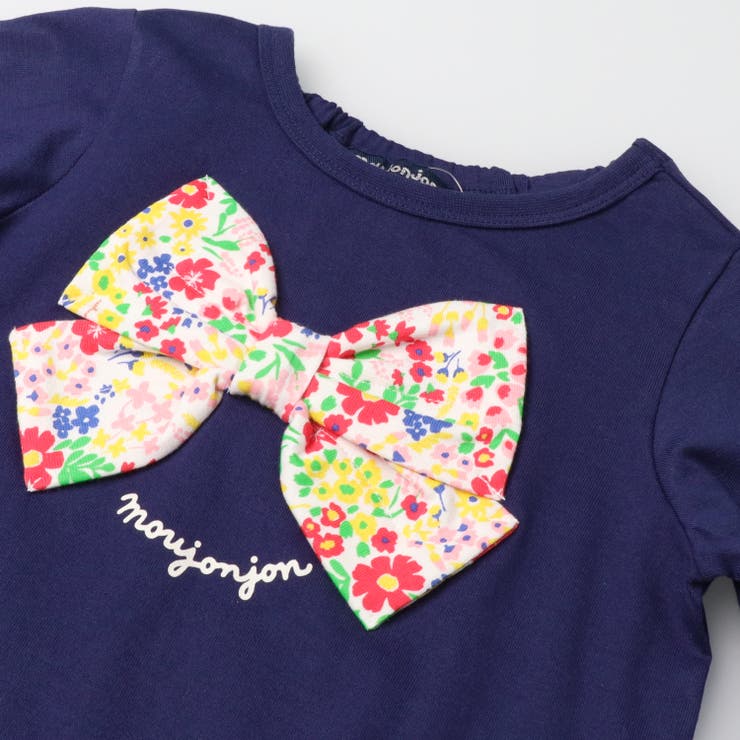 子供服moujonjon(ムージョンジョン)花柄リボン付き長袖Tシャツ80cm～140cmM2480