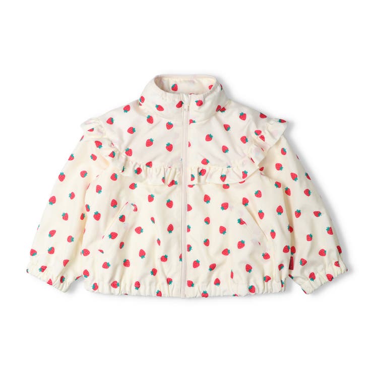オフホワイト | 撥水加工いちご柄タフタジャケット | こどもの森e-shop