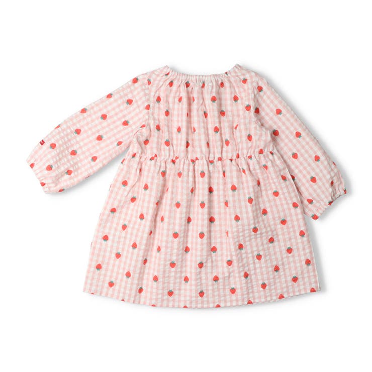 いちご・小花柄ギンガムチェック柄長袖ワンピース | こどもの森e-shop | 詳細画像2 