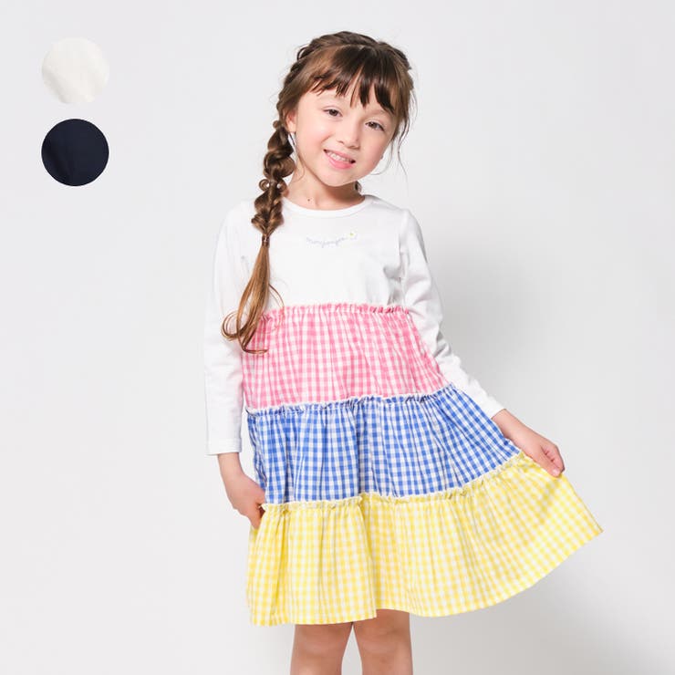 ギンガムチェック切替長袖ワンピース | こどもの森e-shop | 詳細画像1 