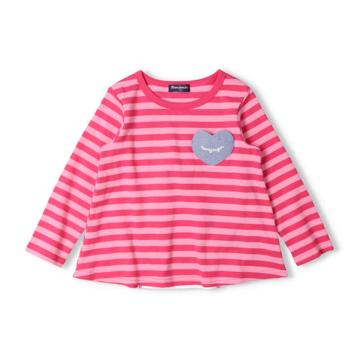 ピンク | 後ろ切替ボーダー長袖Tシャツ | こどもの森e-shop