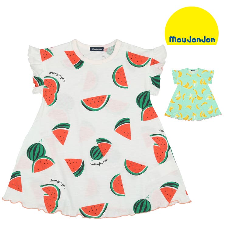 Moujonjon 日本製スイカ バナナ総柄ワンピース 品番 Mtik こどもの森e Shop コドモノモリイーショップ のキッズファッション通販 Shoplist ショップリスト