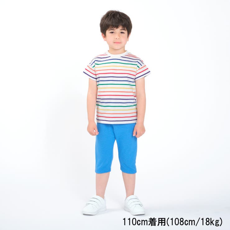 【子供服】moujonjon(ムージョンジョン)カラフルボーダー半袖Tシャツ80cm～140cmM32807