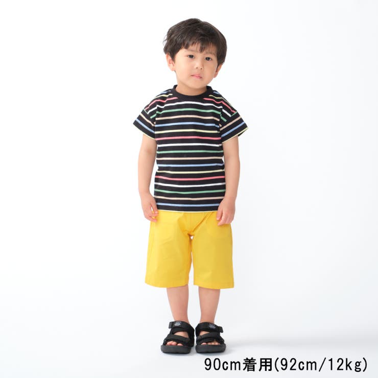【子供服】moujonjon(ムージョンジョン)カラフルボーダー半袖Tシャツ80cm～140cmM32807