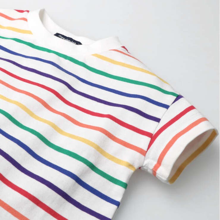 【子供服】moujonjon(ムージョンジョン)カラフルボーダー半袖Tシャツ80cm～140cmM32807