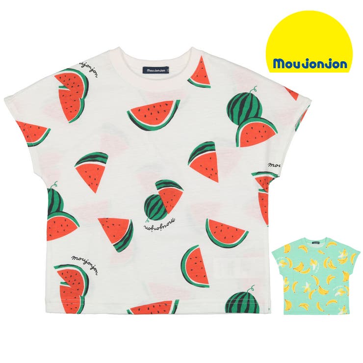 Moujonjon 日本製スイカ バナナ総柄半袖ｔシャツ 品番 Mtik こどもの森e Shop コドモノモリイーショップ のキッズファッション通販 Shoplist ショップリスト