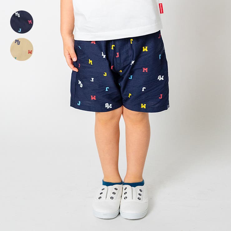 ロゴ総柄ストレッチダンプ5分丈ハーフパンツ 90cm～140cm M33111 | こどもの森e-shop | 詳細画像1 