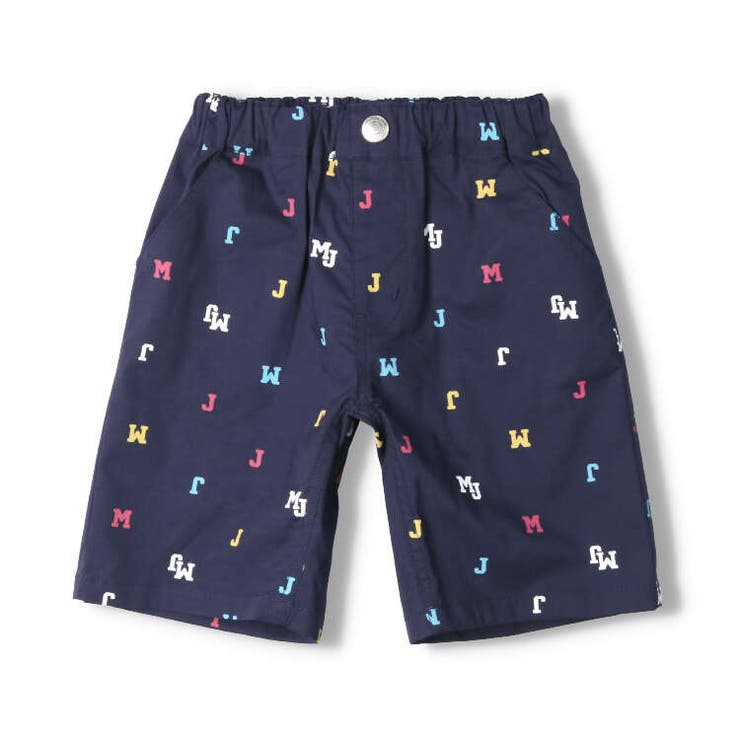 【子供服】moujonjon(ムージョンジョン)ロゴ総柄ストレッチダンプ5分丈ハーフパンツ90cm～140cmM33111