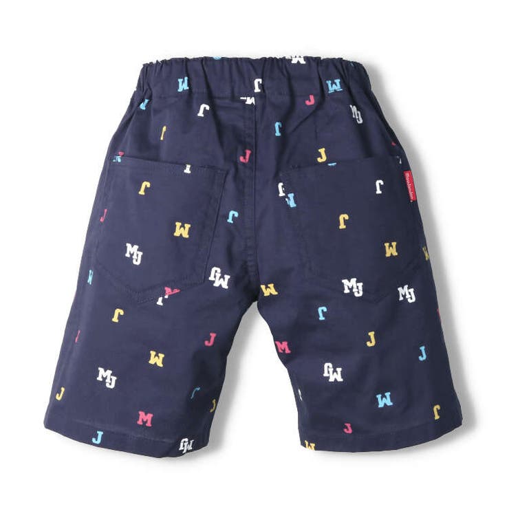 【子供服】moujonjon(ムージョンジョン)ロゴ総柄ストレッチダンプ5分丈ハーフパンツ90cm～140cmM33111