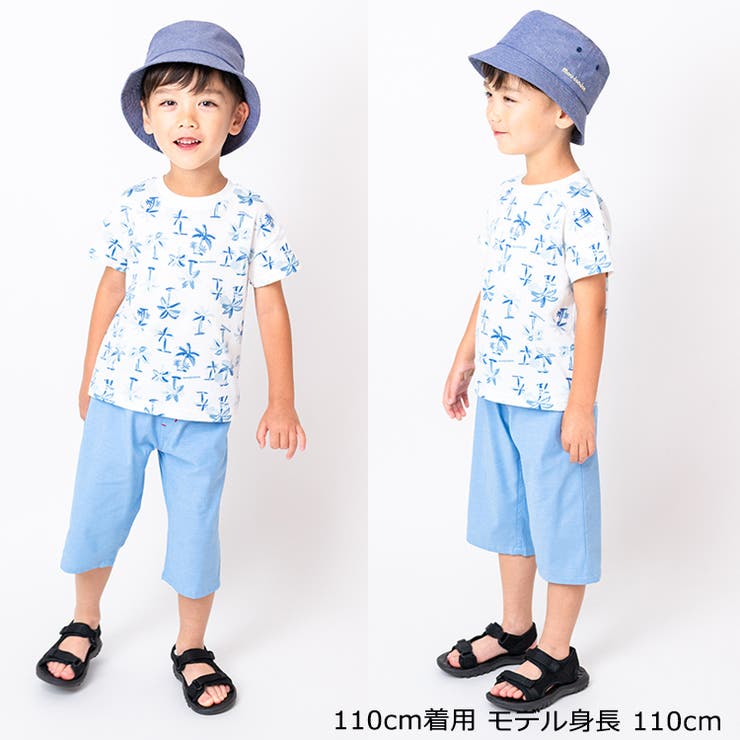 【子供服】moujonjon(ムージョンジョン)ストレッチダンガリー6分丈ハーフパンツ90cm～140cmM33116