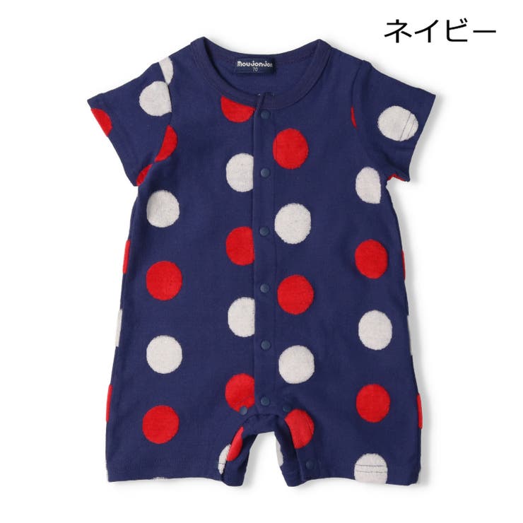 ドット柄前開き半袖ロンパース・Tオール | こどもの森e-shop | 詳細画像3 