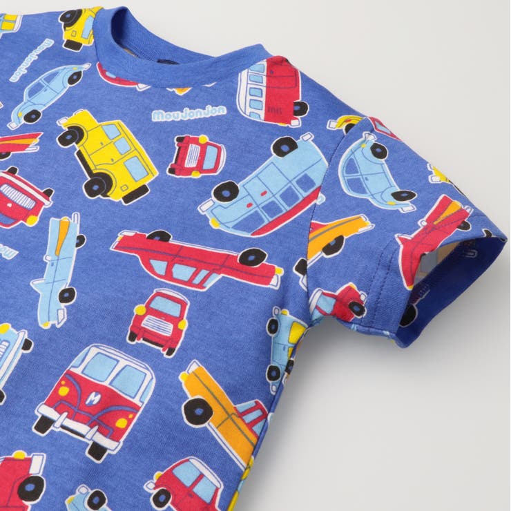 子供服moujonjon(ムージョンジョン)日本製車総柄プリント半袖Ｔシャツ80cm～120cmM3480