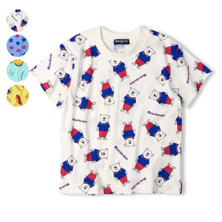 くま・星・恐竜・車総柄半袖Ｔシャツ | こどもの森e-shop | 詳細画像1 