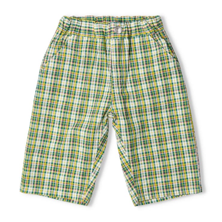 子供服moujonjon(ムージョンジョン)マドラスチェック柄サッカー６分丈ハーフパンツ90cm～140cmM3510