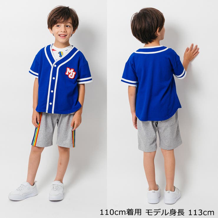 子供服moujonjon(ムージョンジョン)レインボーライン５分丈ハーフパンツ80cm～140cmM3510