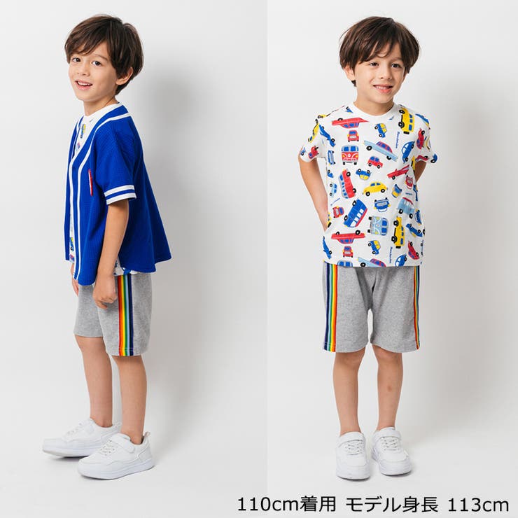 子供服moujonjon(ムージョンジョン)レインボーライン５分丈ハーフパンツ80cm～140cmM3510
