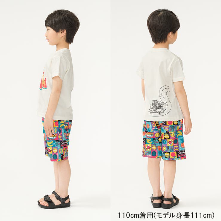 子供服moujonjon(ムージョンジョン)フルーツ＆車柄５分丈ハーフパンツ80cm～130cmM3516