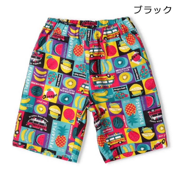 子供服moujonjon(ムージョンジョン)フルーツ＆車柄５分丈ハーフパンツ80cm～130cmM3516